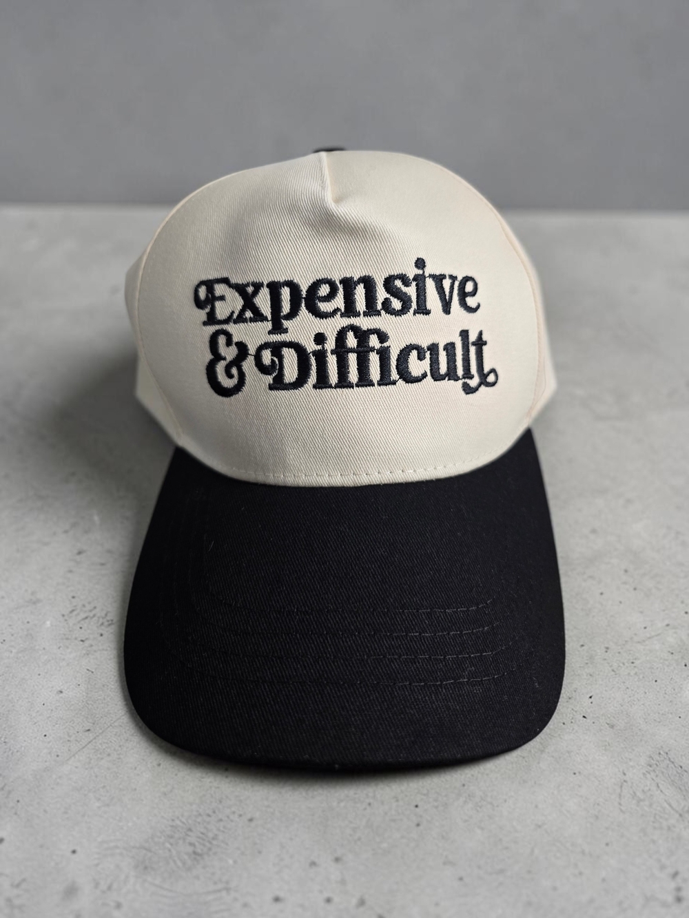 Expensive & Difficult Two-Tone Baseball Cap Black Cream NWOT